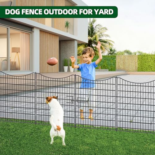 18 Panels No Dig Decorative Garden Fence with Gate, Rustproof Metal, 33in H I585