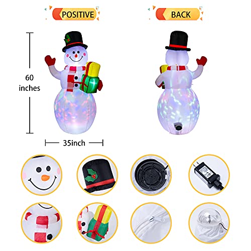 COOLWUFAN 6 FT Christmas Inflatables Santa Claus with Gifts Bag, LED Lights Outdoor Yard Decoration T979