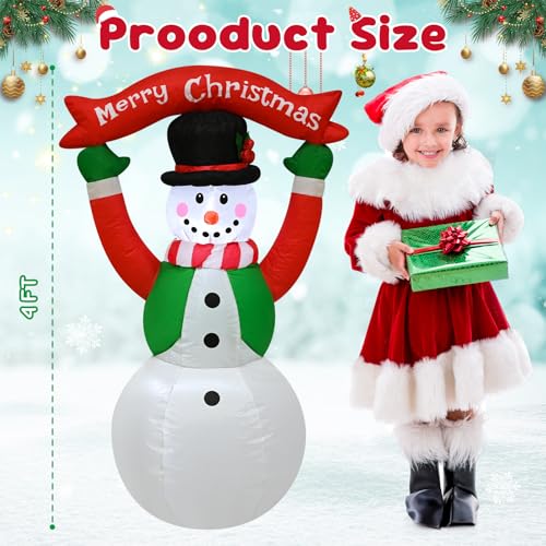 4 FT Christmas Snowman Inflatable with LED Lights Indoor Outdoor Decor E952