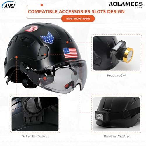 Vented Hard Hat with Double Visor - OSHA Approved Construction Safety Helmet L20534