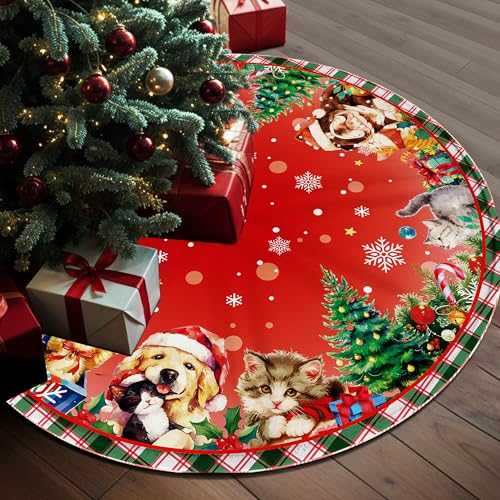 Christmas Tree Skirt 36 Inch with Snowman Reindeer Santa Snowflake L183244