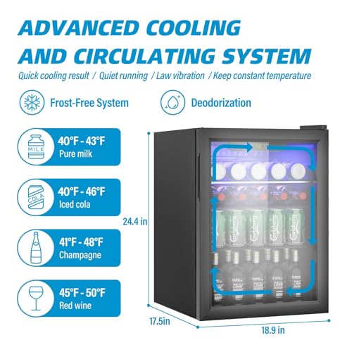 Compact Freestanding Beverage Refrigerator and Skincare Fridge, 0.9 Cu Ft Mini Fridge N768451