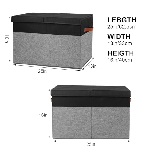 Large Toy Storage Box with Lid and Dividers for Kids, Beige and White X95078