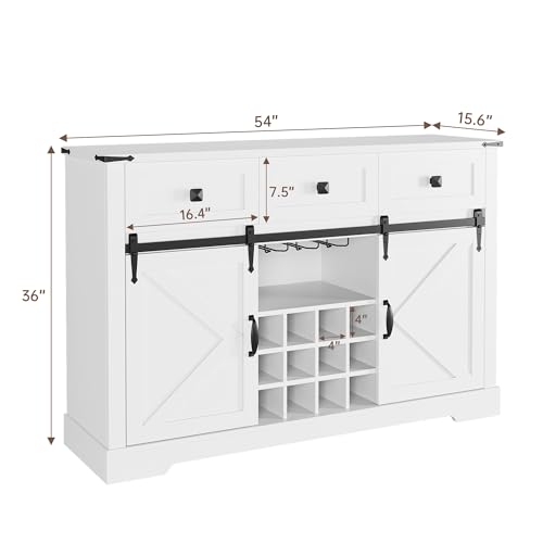 IDEALHOUSE Buffet Cabinet with Storage, Farmhouse Coffee Bar, White W2045