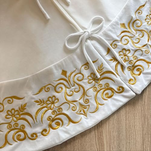 Burgundy Victorian Velvet Christmas Tree Skirt with Gold Damask Embroidery Q6345