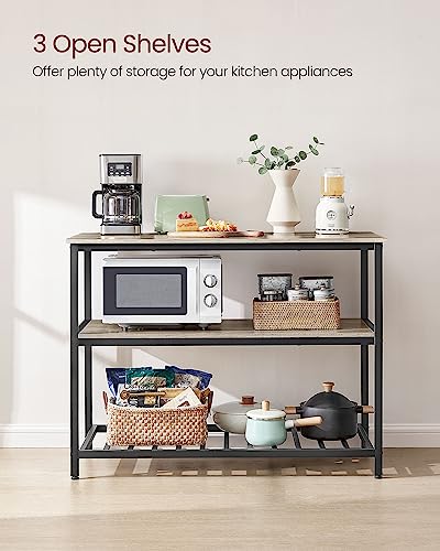 VASAGLE Kitchen Island with 3 Shelves, 47.2 Inches, Rustic Brown and Black W99569