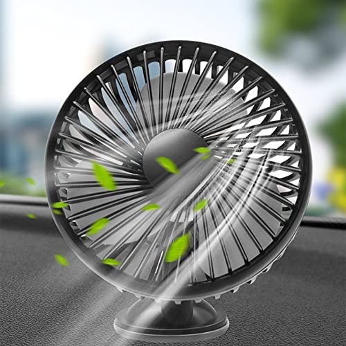 Car Fan, USB Powered Portable Vehicle Cooling Fan with Suction Cup, Black N883