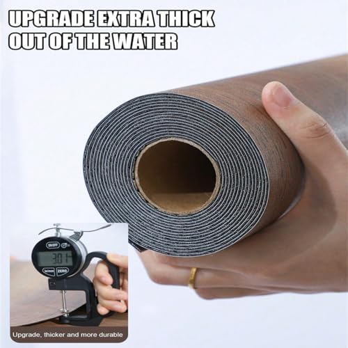 Luxury Wood Grain Peel and Stick Vinyl Flooring Roll 17.72" x 118" Grey R228