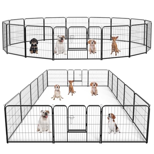 Sweetcrispy Dog Playpen Indoor - 8 Panel Metal Pet Fence with Doors for Small/Medium Pets R262216