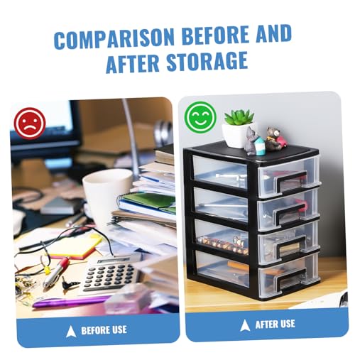 Angoily 4 Drawer Desk Organizer, Plastic Storage Box for Office and Bathroom D28845