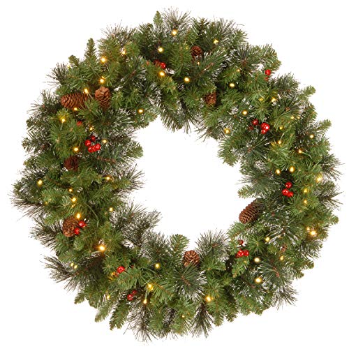 National Tree Company 30 in Pre-Lit Crestwood Spruce Artificial Christmas Wreath with Clear Lights G9281