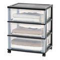 IRIS USA Plastic 3-Drawer Rolling Storage Cart with Wheels, Gray V8946