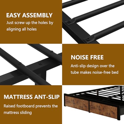 Farmhouse Full Size Bed Frame with Storage Headboard and Charging Station J722