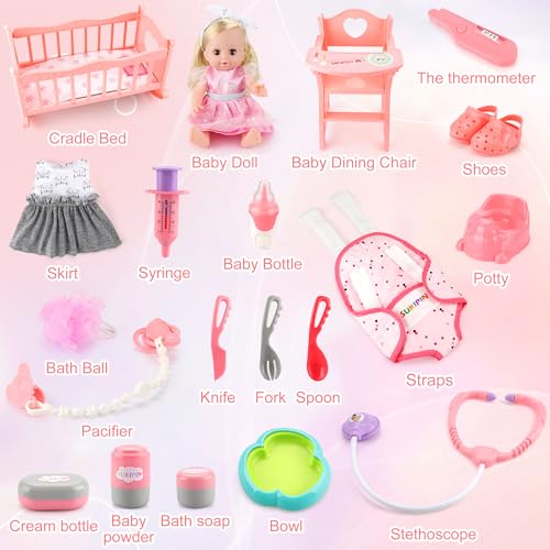 Baby Doll Playset with Accessories for Girls 3-5 Years Old R723