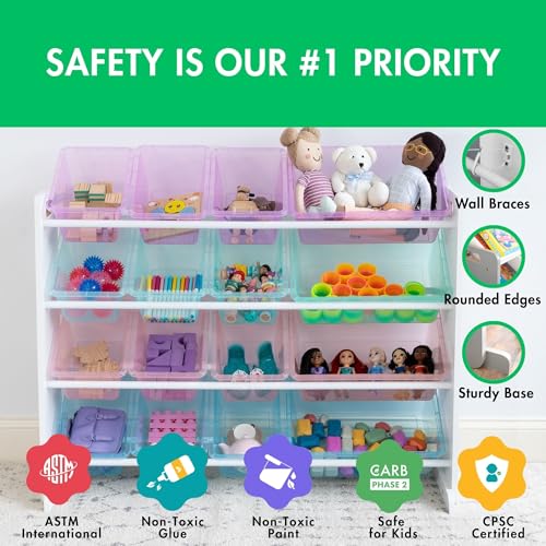 Humble Crew Supersized Toy Storage Organizer with 16 Removable Bins, Grey/White D772791