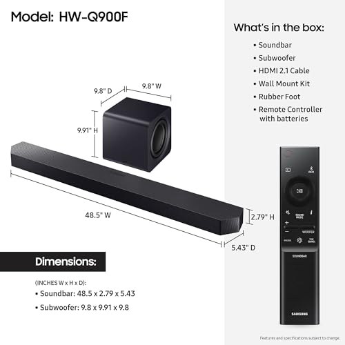 SAMSUNG Q990D 11.1.4ch Soundbar with Wireless Dolby Atmos and Rear Speakers M1387
