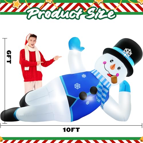 10FT Christmas Inflatables Snowman Outdoor Decorations with LED Lights C661