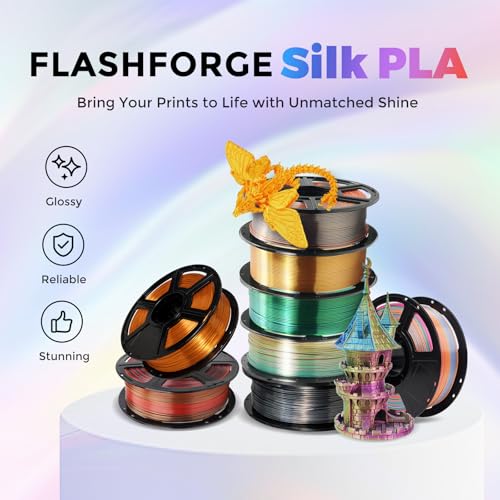 FLASHFORGE Silk PLA Filament 1.75mm, 1kg Spool V8381
