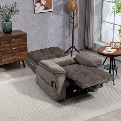 Lift Chair Recliner with Massage and Heat, Heavy Duty for Seniors, Brown V12888
