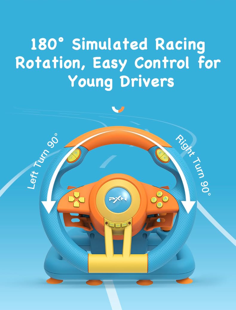 PXN V3II Gaming Steering Wheel with Pedal for PC, PS3, PS4, Xbox One, Switch (Blue) Y971472
