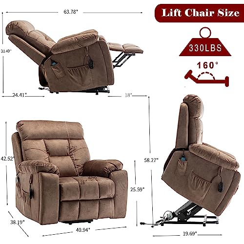 Power Lift Chair Recliner with Massage and Heat for Adults, Dual Motor H2507