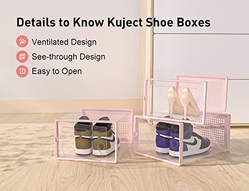 Kuject X-Large Clear Plastic Stackable Shoe Storage Boxes, 12 Pack, Blue Y142131