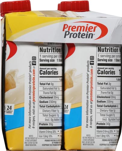 Premier Protein 30g Shakes Bananas and Cream, 44 Fl Oz, Pack of 4 R70333
