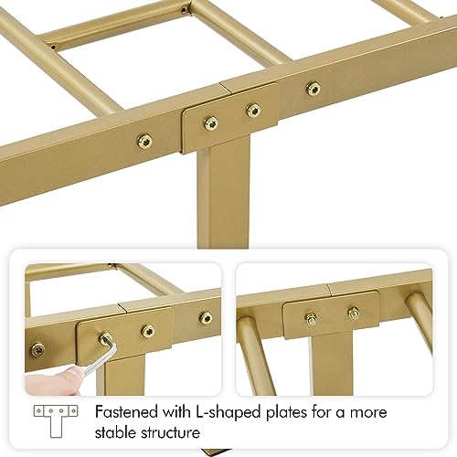 Yaheetech Classic Metal Platform Bed Frame with Victorian Headboard, Full Size Black T81083