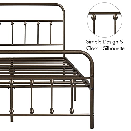 Yaheetech Classic Metal Platform Bed Frame with Victorian Headboard, Full Size Black T81083