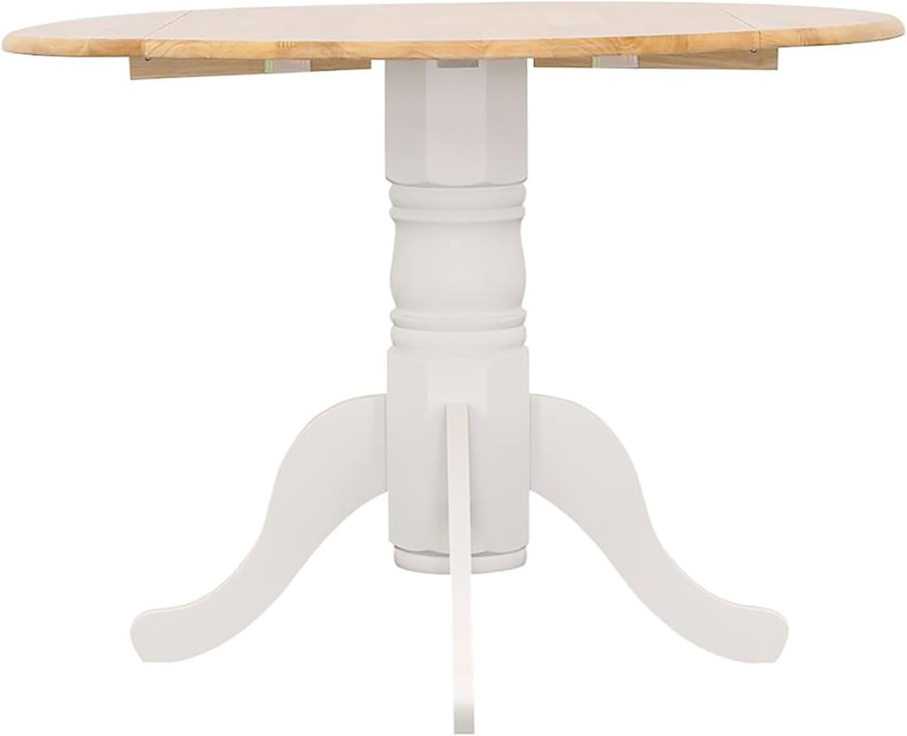 Natural Brown and White Round Drop Leaf Dining Table V2999
