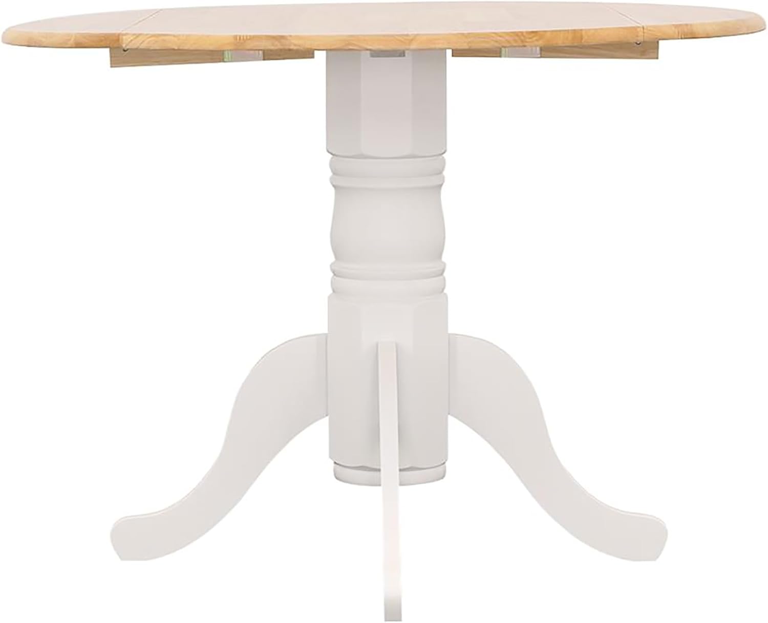 Natural Brown and White Round Drop Leaf Dining Table V2999