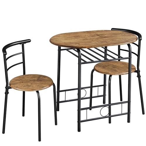 Yaheetech 3-Piece Dining Table Set with 2 Chairs, White X5971