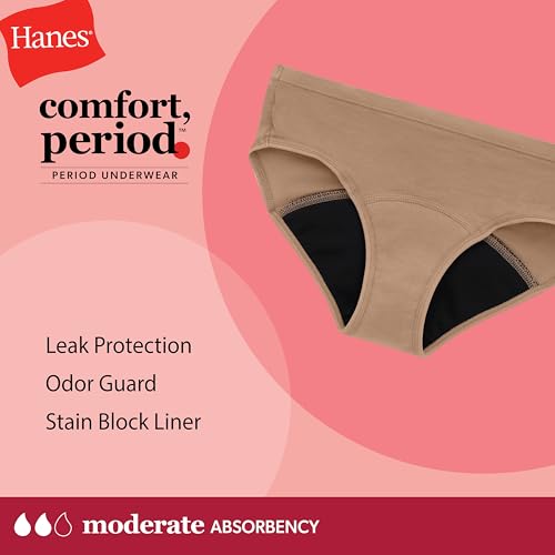 Hanes Girls' & Boys' Period Underwear Hipster Short, Multi-Pack Y24165