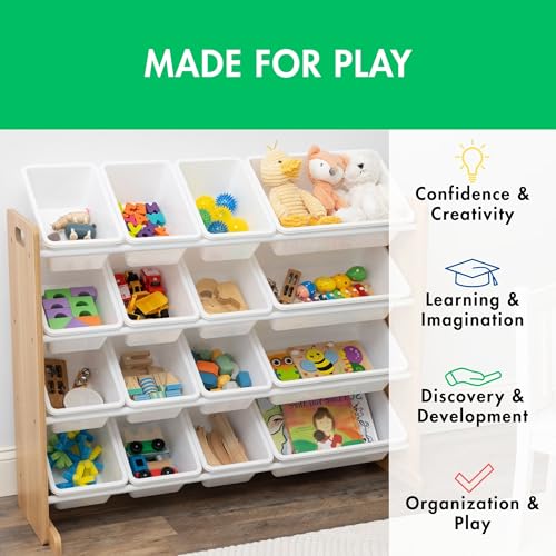 Humble Crew Supersized Toy Storage Organizer with 16 Removable Bins, Grey/White D772791