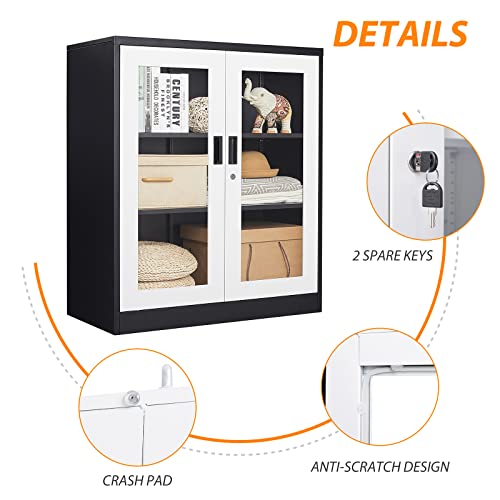 Metal Storage Cabinet with Doors and Shelves, 71" Locking Steel, White L799