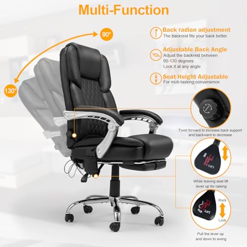 HOMREST Executive Ergonomic Office Chair with Massage and Heat, White N876
