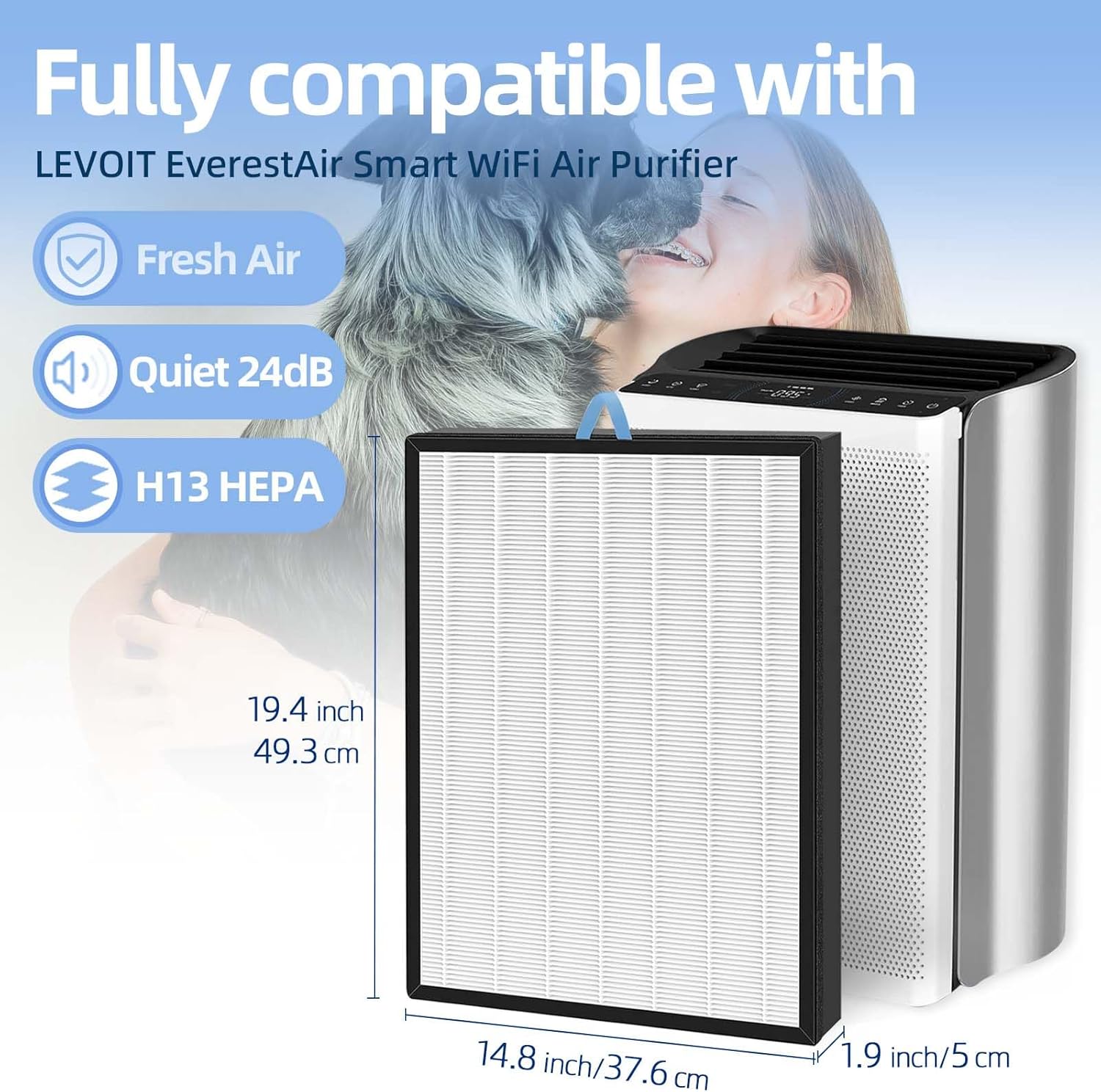 EverestAir-RF Replacement Filter Compatible with LEVOIT EverestAir Air Purifier, 2-Pack D297