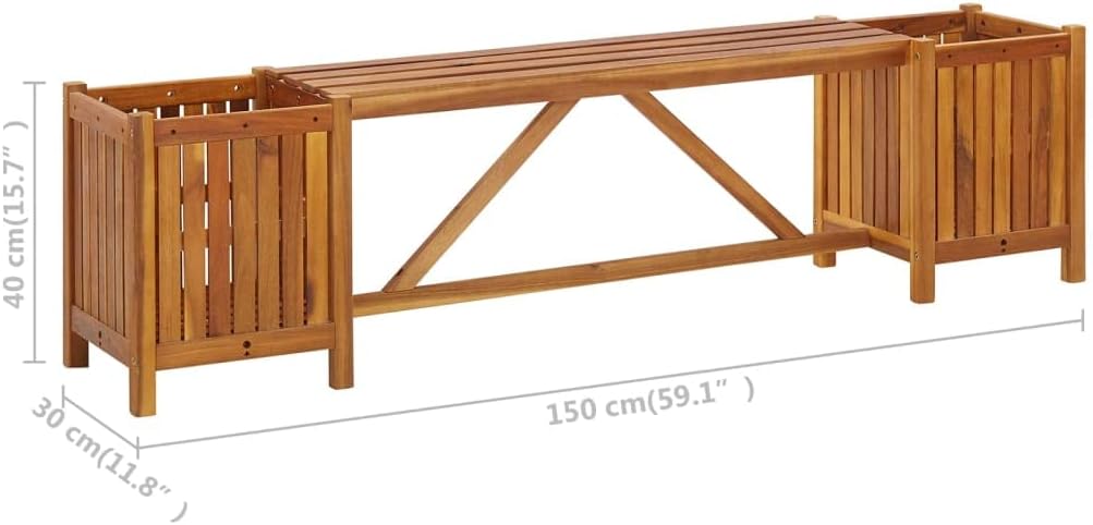 vidaXL Planter Bench Outdoor Wooden Seat with Raised Plant C957