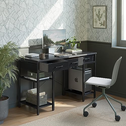 CubiCubi 47 Inch Computer Desk with 3 Drawers, Black D89125