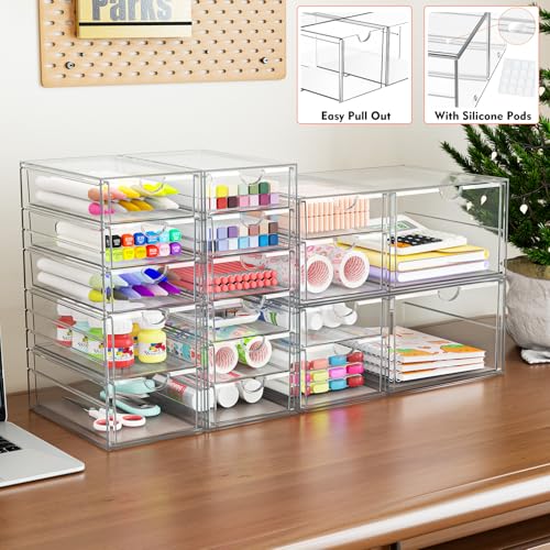 Acrylic Makeup Organizer with 19 Drawers, 4 Pack Clear Storage B90209