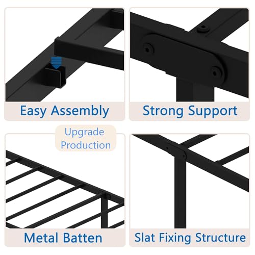Full Size Metal Platform Bed Frame with Headboard, Black U138819