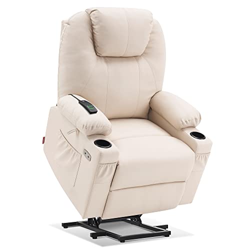 MCombo Power Lift Recliner Chair for Elderly with Heat and Massage, Faux Leather, Black V60394