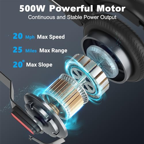Caroma Electric Scooter, 500W Motor, 25 Miles Range, Foldable for Adults F586
