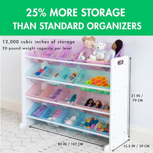 Humble Crew Supersized Toy Storage Organizer with 16 Removable Bins, Grey/White D772791