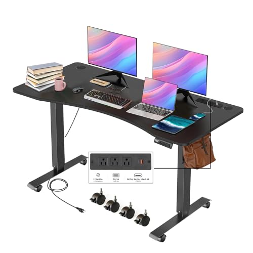 Electric Standing Desk with Charging Station, Oak W842676