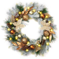 DecorbyHannah 24" Pre-Lit Pink Christmas Wreath with Ornaments Z91208