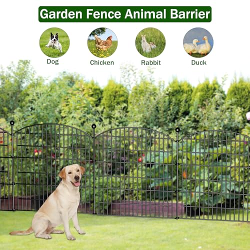 10 Panels No Dig Decorative Garden Fence, Rustproof Metal Dog Fence for Yard U518