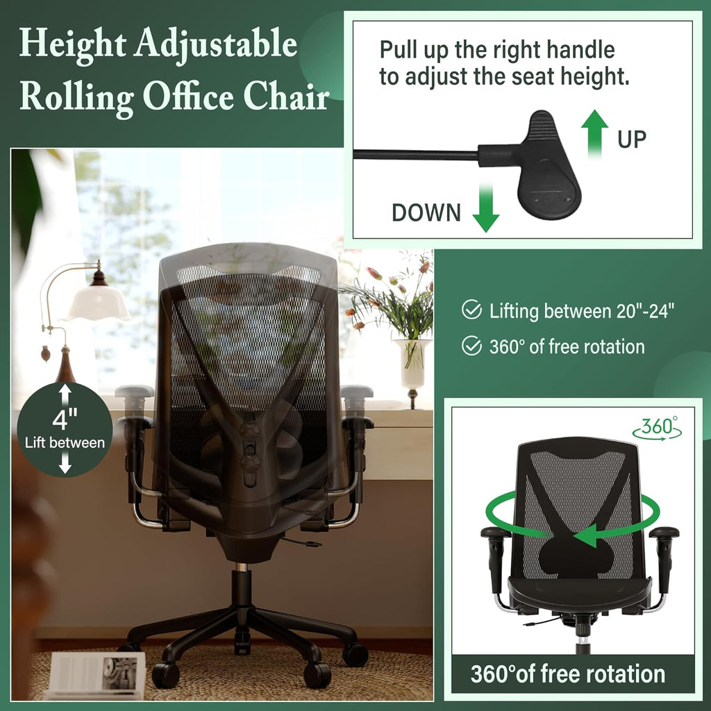 K095 Executive Office Chair, Ergonomic High Back with Adjustable Lumbar Support A645495