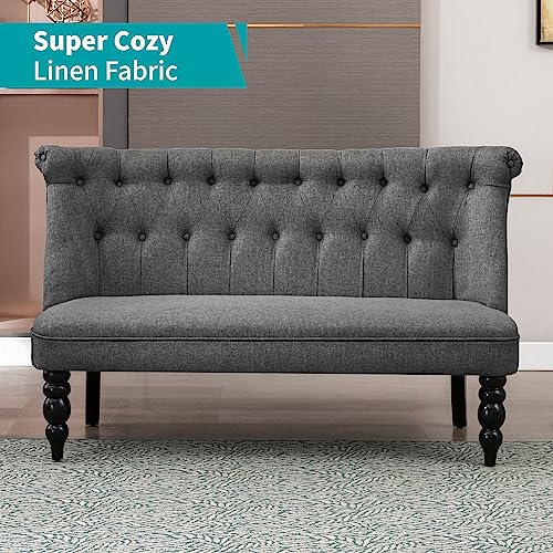 BALUS Upholstered Armless Loveseat, 2 Seater Linen Fabric Sofa L22514