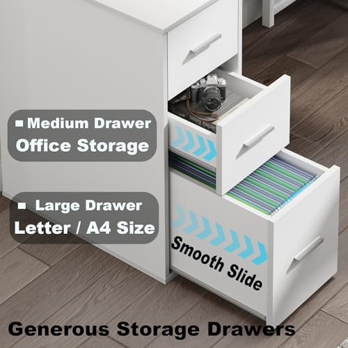 LVB Reversible Gray L Shaped Corner Desk with File Drawers, Light Grey Oak, 59 Inch L226